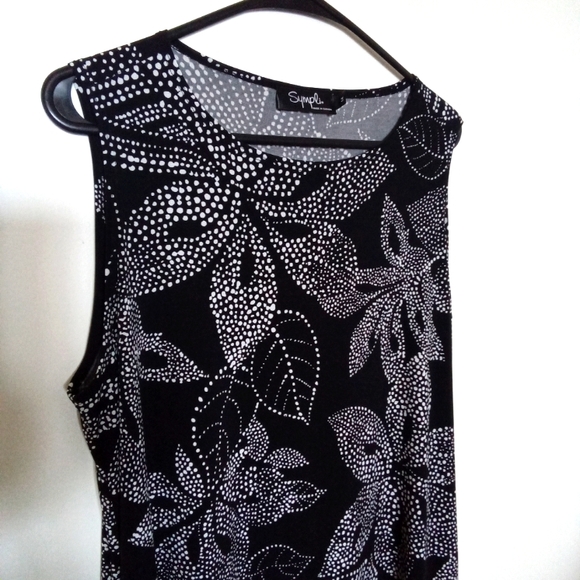 Simpli Black & White Tropical Print Swing Dress - Picture 5 of 6